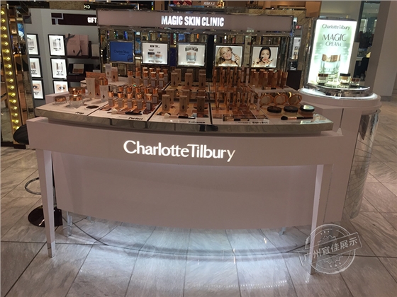 定制鐵木結(jié)合化妝品展柜 定制鐵木結(jié)合化妝品展柜