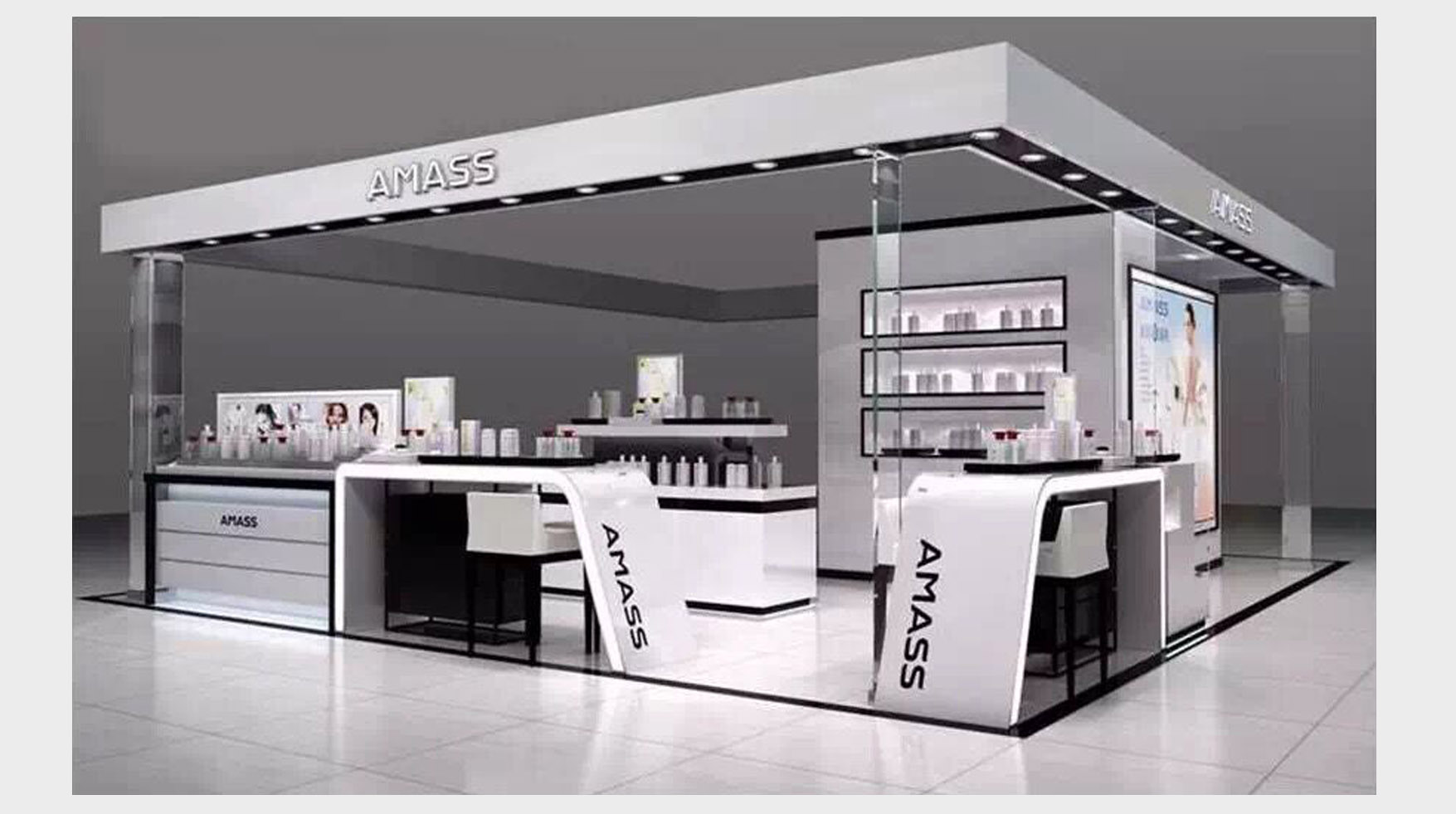 阿瑪施化妝品展柜定制案例